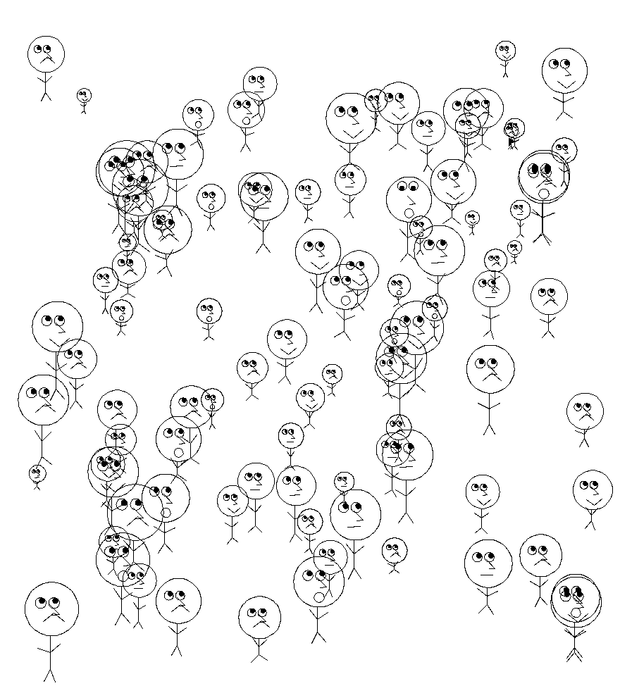 a random crowd of 100 stick figures